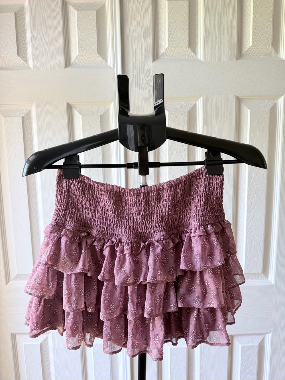 H&M Mauve Tiered Ruffle Mini Skirt